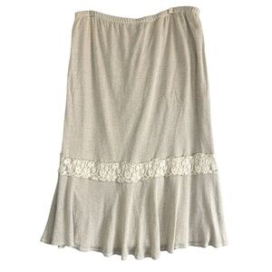 SPENCER ALEXIS COLLECTIONS Cream Metallic Skirt with Lace Accents Lined Size 3X